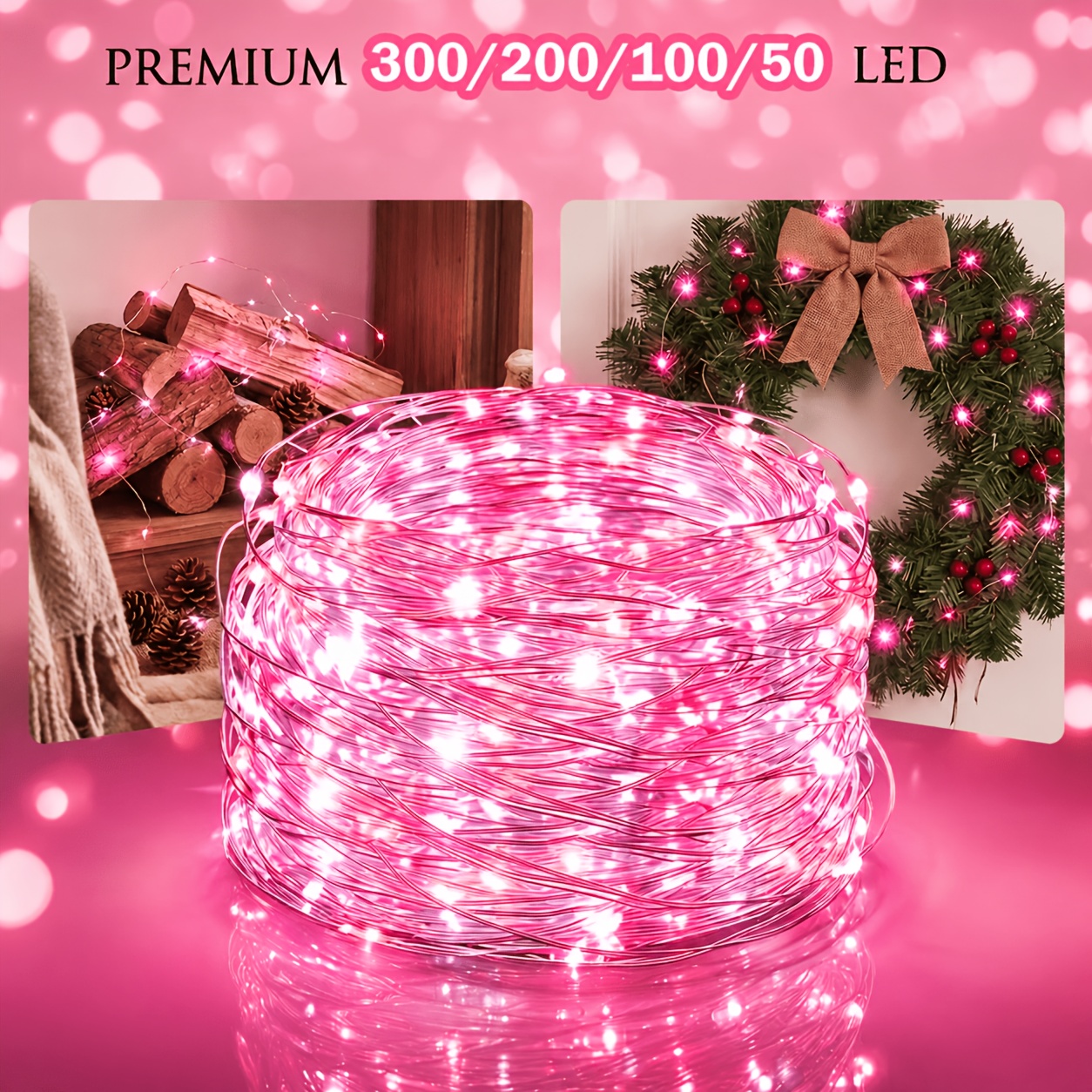 TEMU Led String Lights 7.05m/50led 12.05m/100led 22.05m/200led 32.05m/300led - Warm Fairy Lights For Valentine's Day, Easter, 's Day, , Patio,