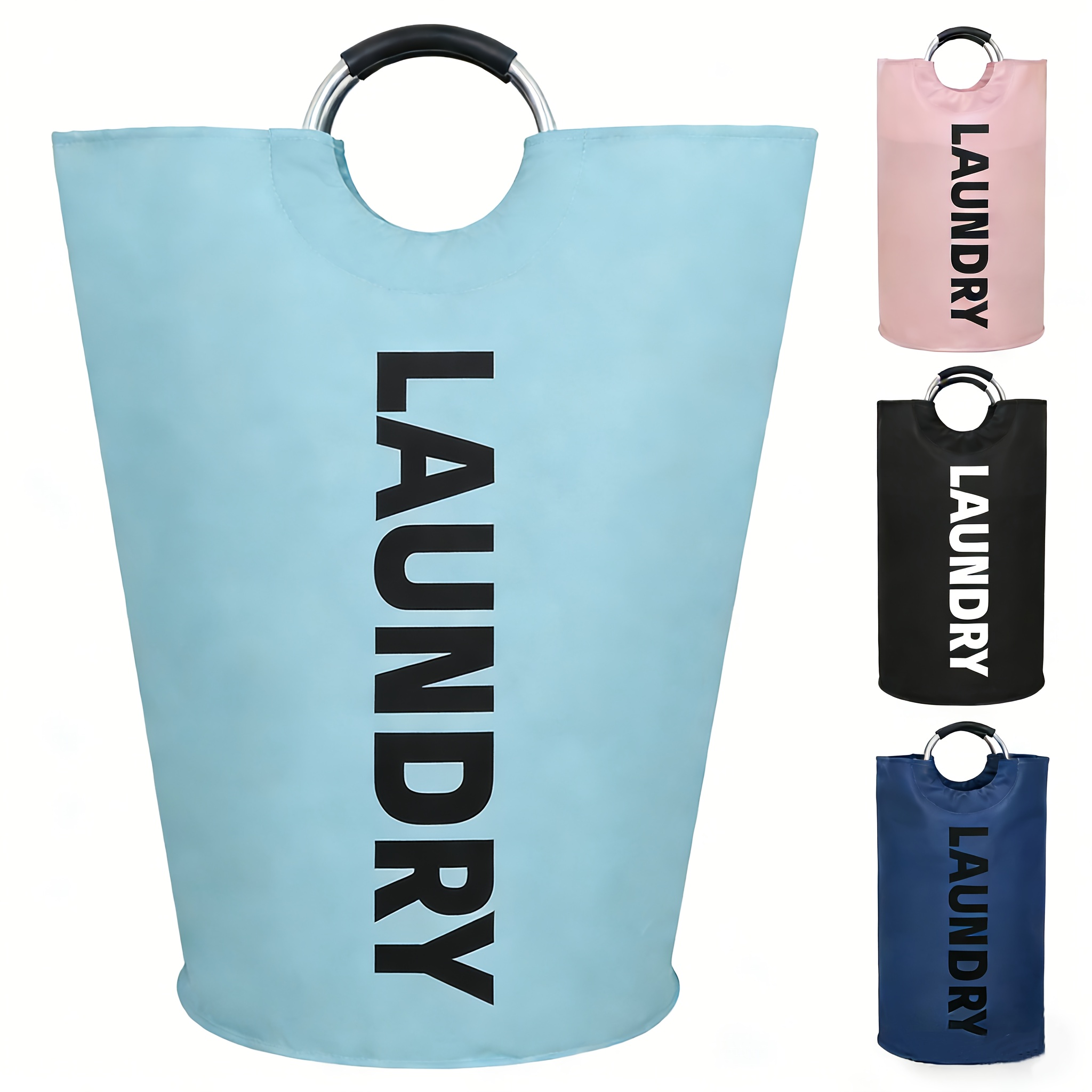 TEMU Large Laundry Basket With Aluminum Full Loop Handle, Foldable High Quality Laundry Hamper, For Storage In Bedroom, Bathroom, College Dorm