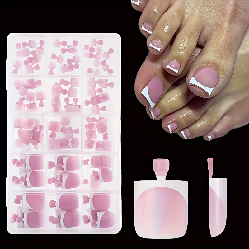 E-shop Neu 150 Stück Lila French-Tip Kunstnägel, Frühling/Sommer Neuheit, Quadratische Fake-Nagel-Patches, Gel-Material, Vorgefertigte Nägel, Direkt