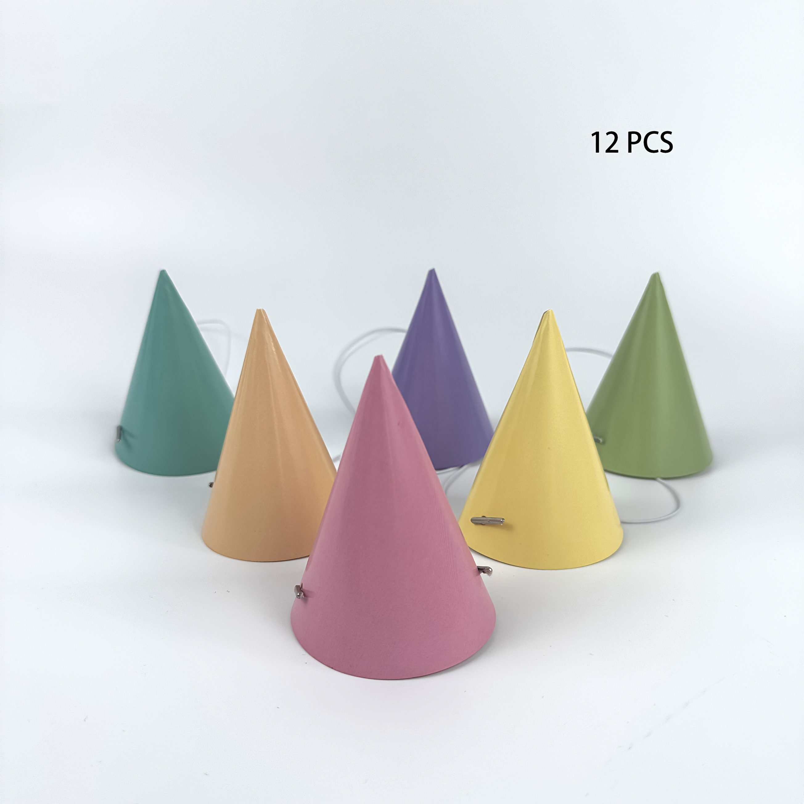12pcs Macaron Solid Color Small Hats, Hats, Cute Paper Party Hats, Flat, Easy To Assemble I Perfect For Halloween
