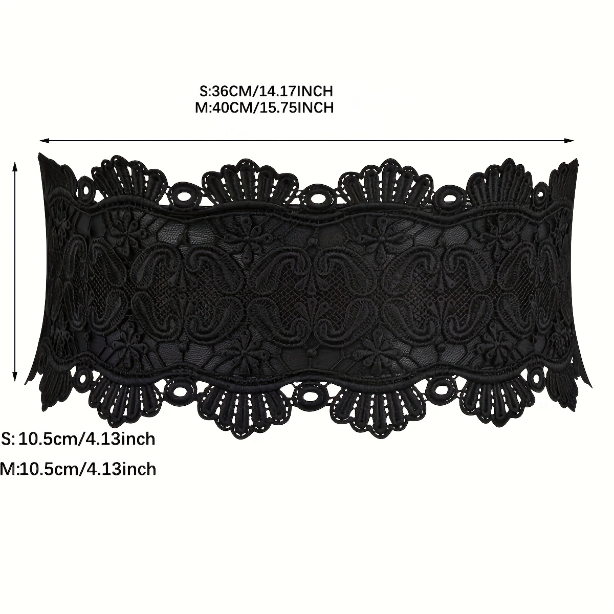 Ceinture Large Femme En Dentelle Et Cuir PU - Noir - Taille ~163cm - Mode Accessoire Vêtement