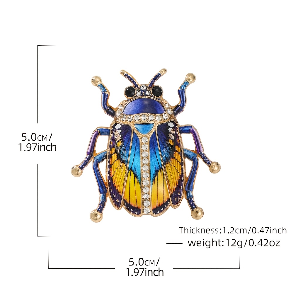 TEMU 1pc SOLEVDO Broche Émaillée Strass Nouveauté Multi-Couleurs Pin pour Hommes et Femmes, Pin Épaule Vintage Cristal Insecte, Bijou Nature Insecte,