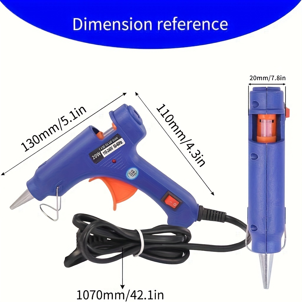 pistolet à colle chaude mini avec prise européenne de 20w, idéal pour les loisirs créatifs, livré avec 20 bâtonnets de colle (100mm x 7mm), parfait pour les , les manuels, les réparations à domicile, , , , , les interrupteurs, idéal pour diy détails 7