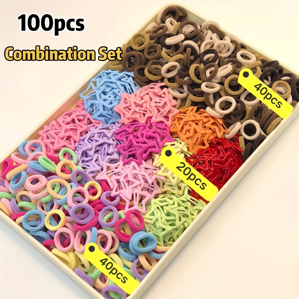 TEMU 100 pièces Lot de Petits Anneaux de Serviette Colorés, Pinces Étoiles, Petits Anneaux de Serviette Marron et Accessoires Élastiques pour Cheveux
