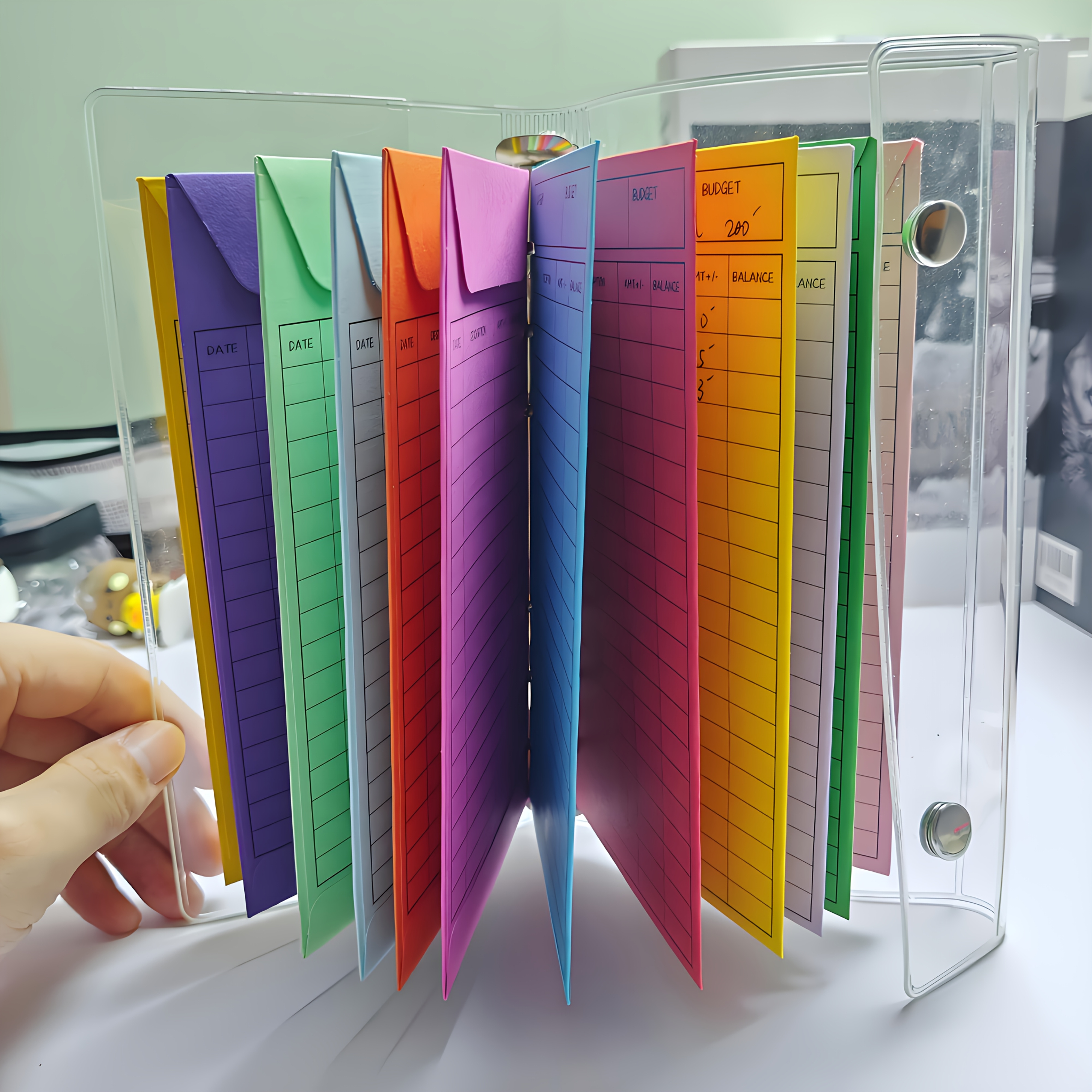 12pcs colorful binder cash envelope jacket supports weekly and monthly financial income and expenditure   statistics used for budgeting savings daily expenses