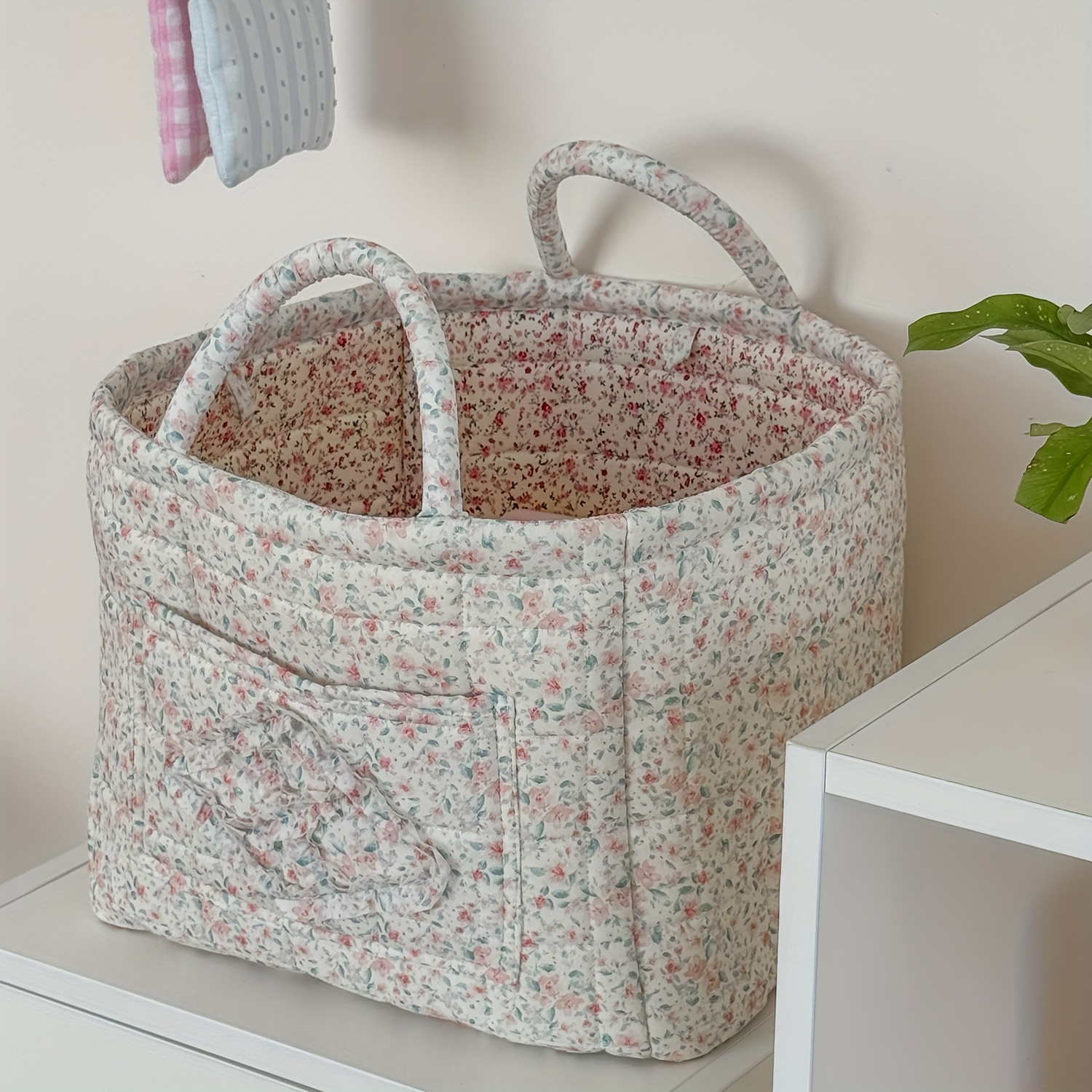 Vintage Floral Fabric Storage Basket - Large Capacity Multipurpose Storage Box with Handle, French Country Style, Rectangular Design for Home, Clothes &amp; Accessories, Laundry Basket, Under Bed Storage Suitable for rooms and bedrooms