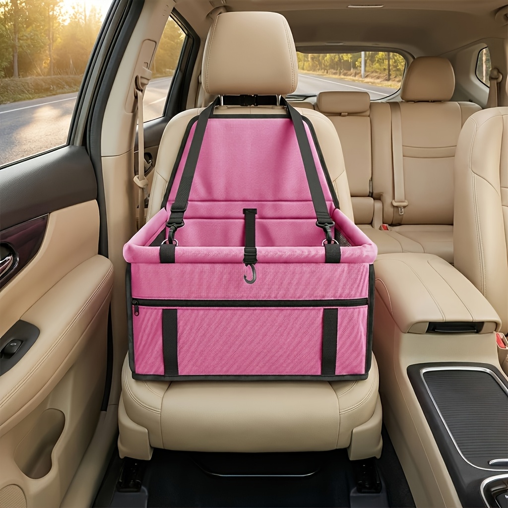 TEMU Custom Dog Car Seat - Vehicle Pet Travel Crate, Durable Fabric, Adjustable Straps, Suitable For Long Drives, Essential For Travel, Suitable For
