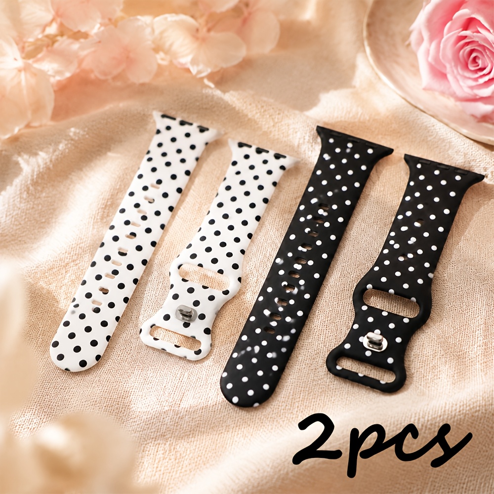TEMU 2-pack Of Stylish Polka Dot Watch Bands For Watch 38/40/41/42/44/45/46/49mm. Soft And Comfortable Silicone Bands, And Sweatproof, Trendy And