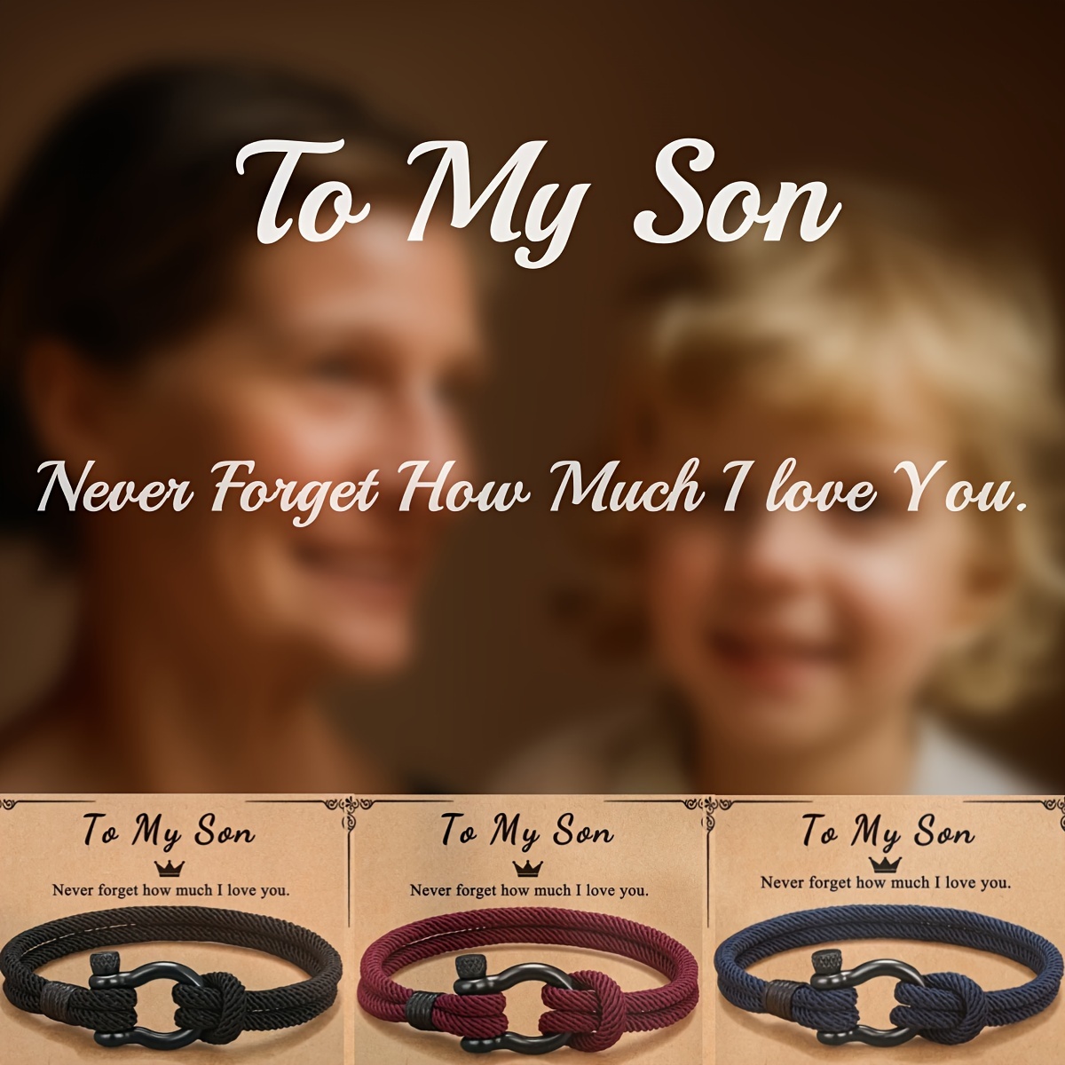 

1pc To Son Bracelet From Mom With Inspirational Love Quotes, Birthday Gifts, Graduation Gift From Mom And Dad, Thanksgiving Christmas Gift To Son