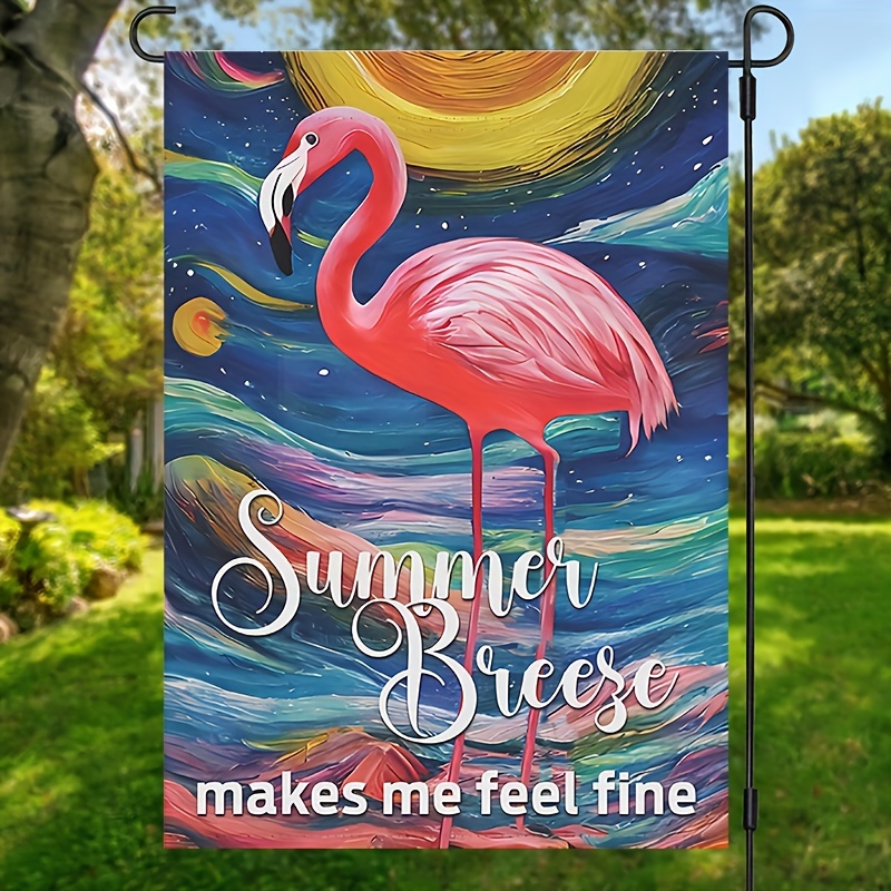 

Flamingo Garden Flag - Double-sided, Waterproof Polyester Yard & Porch Decor, 12x18 Inches