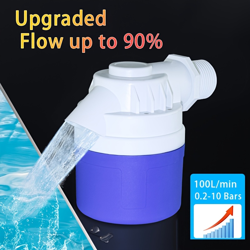Upgraded Large Flow 2.54 cm Float Valve, Automatic Water Level Control Float Valve, No Electricity Needed Auto Fill Shut Off Float Valve for Water Tank, Cattle Tank, Fish Tank, Storage Tank
