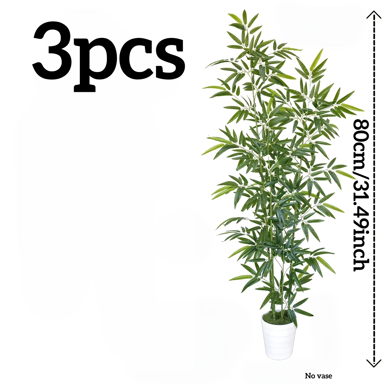 TEMU 3pcs Artificial Bamboo Plant Potted Set, Realistic Faux Greenery, Suitable For Home, Garden, Party, Balcony, Living Room, And Indoor Decoration