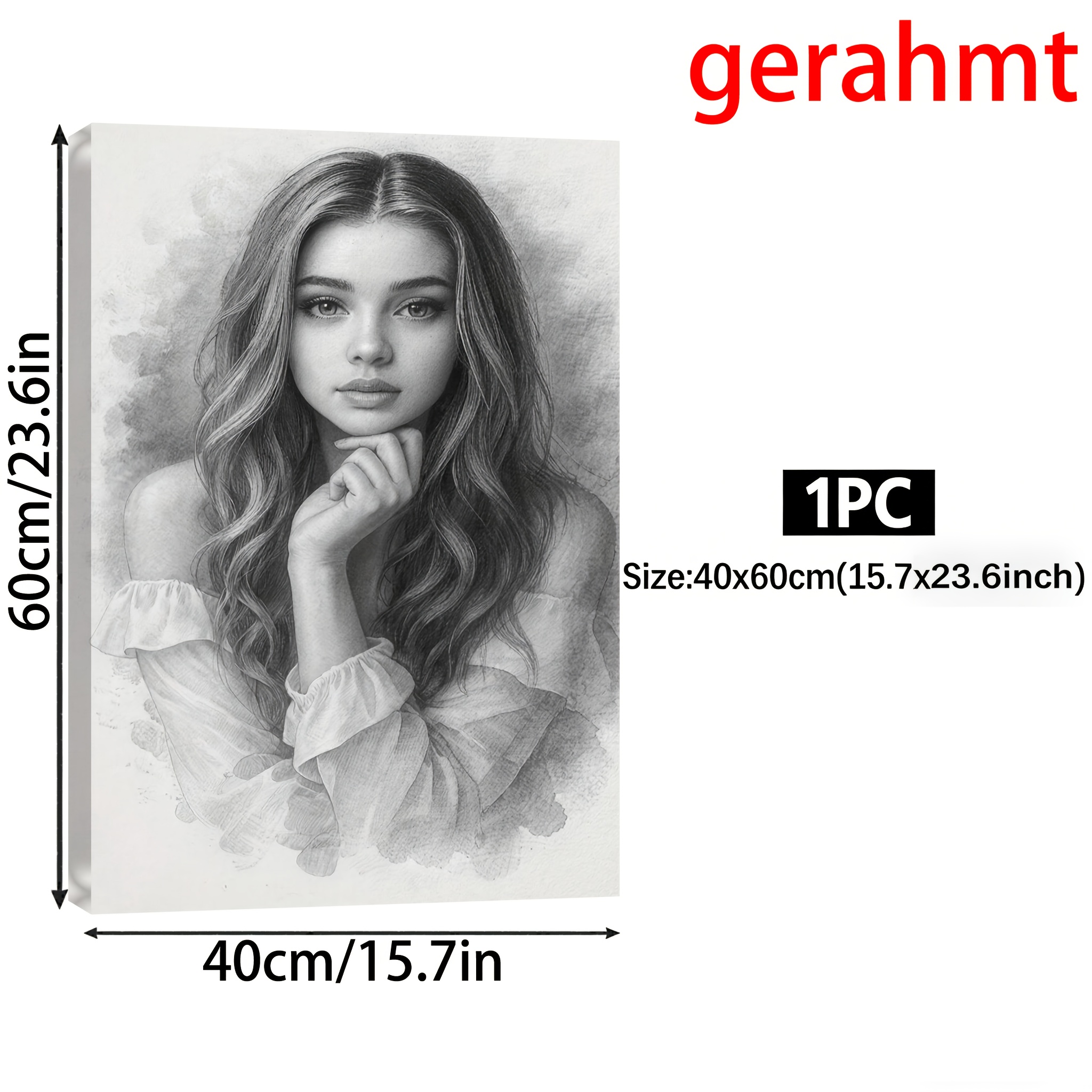 TEMU 2d Flat, 1pc Custom Black And White Photo Ink Background Canvas Art Print - Personalized Photo Wall Decor, Suitable For Weddings, Engagements,
