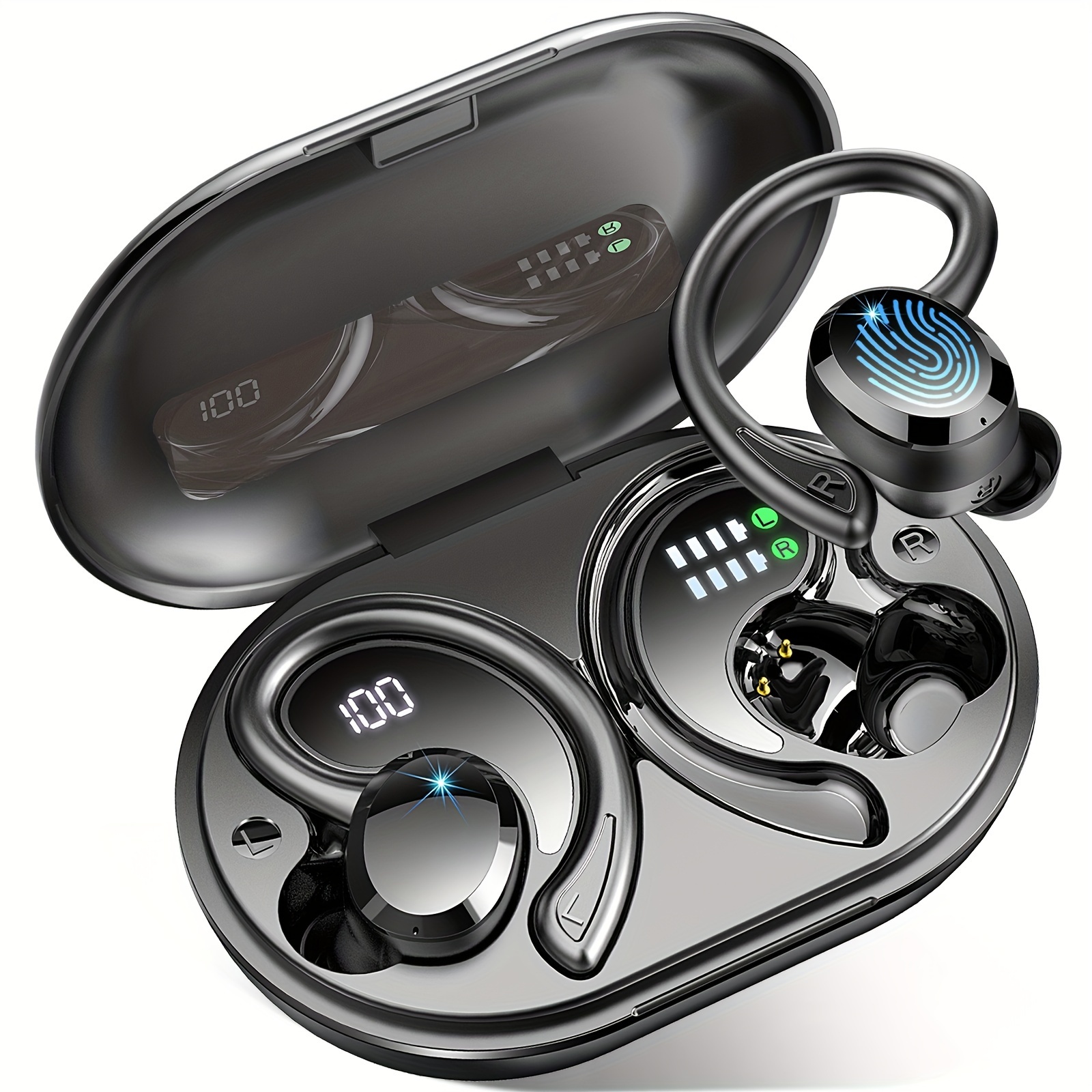 

Q38 Wireless Earbuds With Stereo , Long , , And Built-in Mic - Ideal For Running, Cycling & Exercise, Non-waterproof, Usb-c Charging Case Included