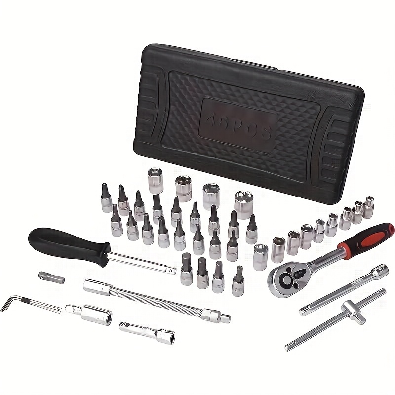 TEMU 45pcs/52pcs Professional Tool Set - Advanced Car, Bicycle, And Motorcycle Repair Tool Set (8 To 22 Millimeters), Compact And Portable,