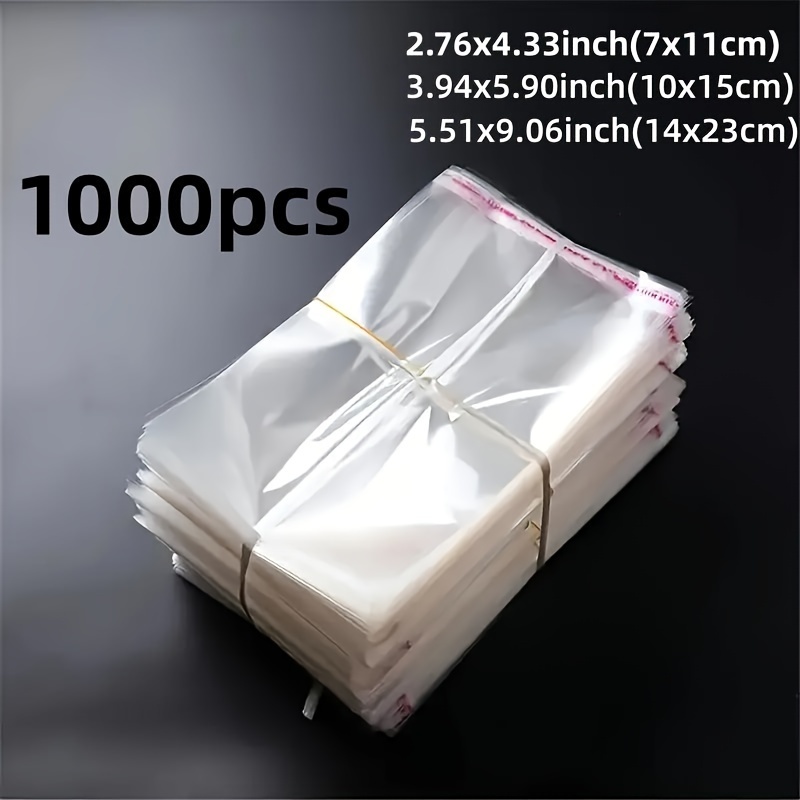 

1000pcs Self-sealing Opp Bags For Small Items - Ideal For Accessories, Stationery, Pendants & Cards Storage