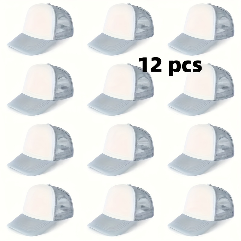 12pcs Customizable Unisex Trucker Hats, Breathable Mesh Baseball Caps