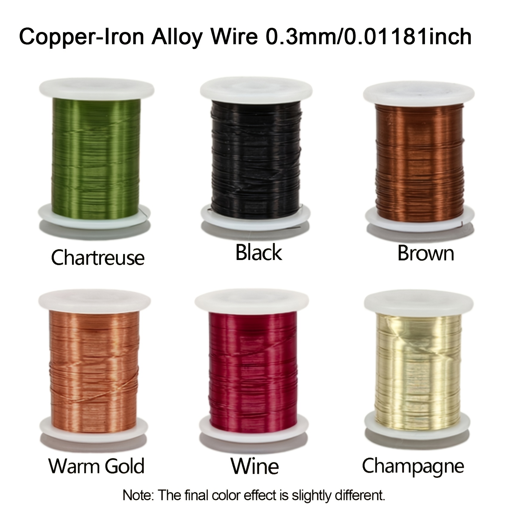 TEMU Juego de alambre de cobre ultra de 6 colores con micro luz de , 0.2mm, 0.3mm, simple, que pone , material súper realista para moscas para la