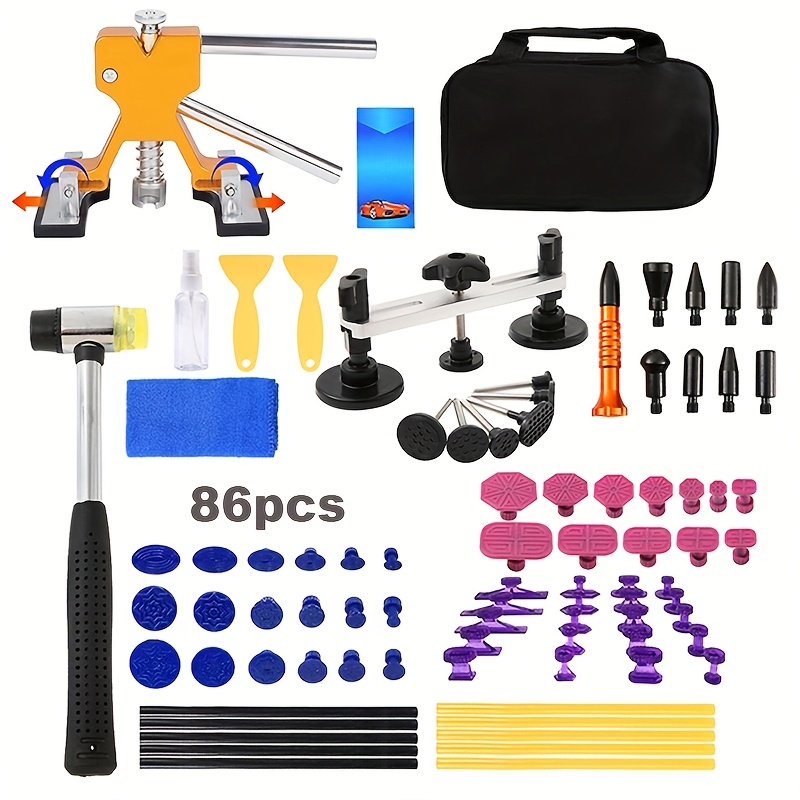 New Adjustable Car Dent Repair Kit Car Body Paintless Dent Puller Suction Cup Tools For Car Additions Complete Tool Kit, Are 2 Package Options : Xbqjq86pcs Or Xbqjq34pcs