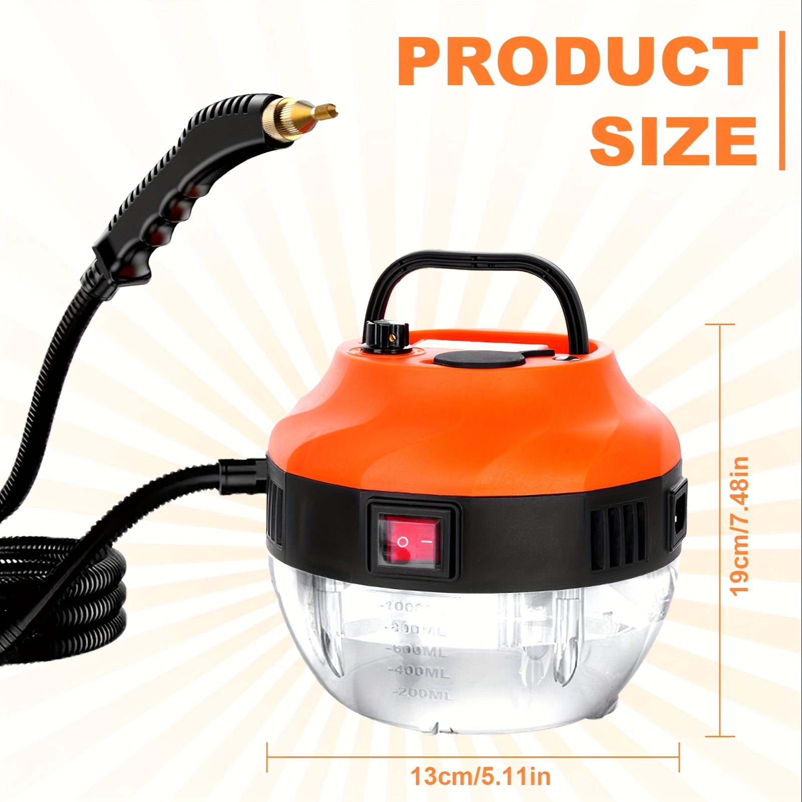 TEMU 3800w Portable Handheld Cleaner Pressurized Machine With Brush Heads For Kitchen Furniture Bathroom