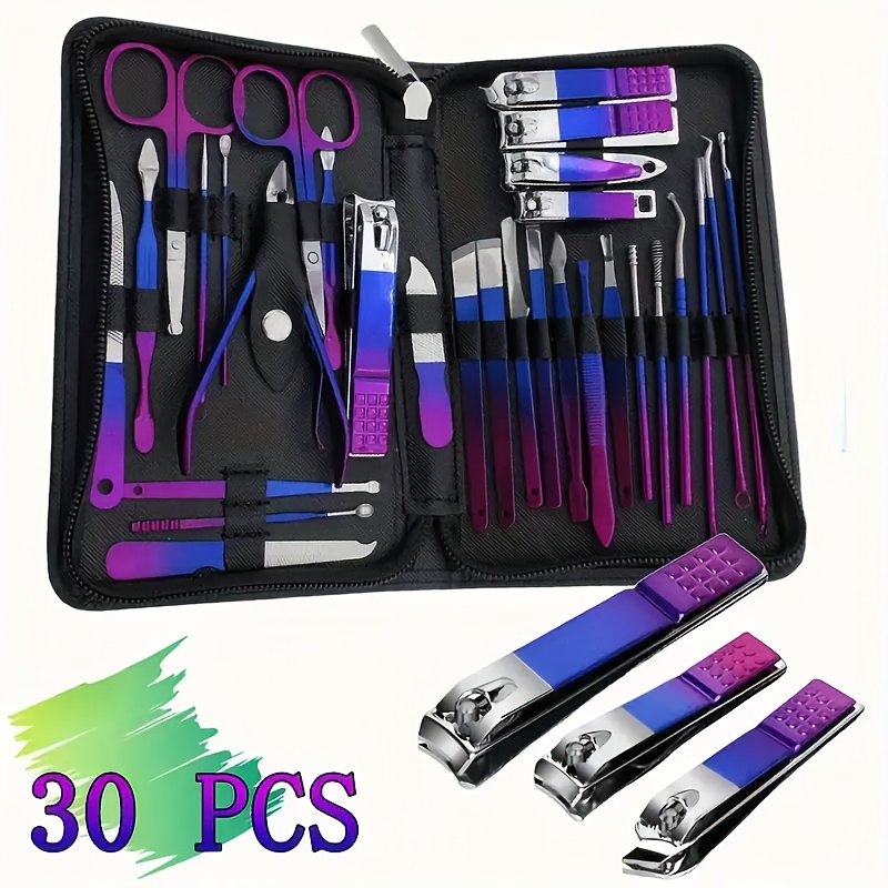 

30pcs And Pedicure Set - Steel Clippers , Unscented , Includes Callus , Ear , - Multifunctional Grooming Kit For And Toenails