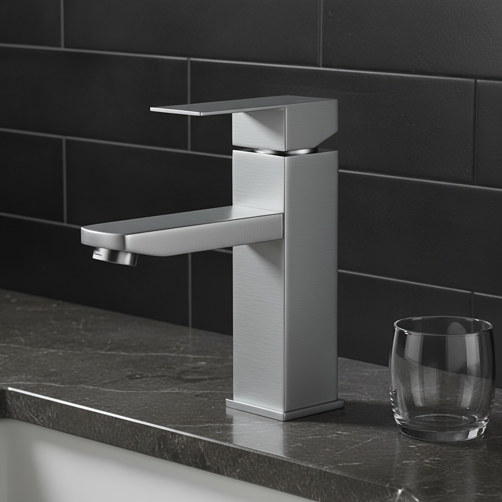 Single-hole Modern Brushed Bathroom Sink Faucet With Single Lever Hot/cold Mixer Tap, Brushed & Valve - Single Hole Installation Suitable For Guest Toilet, Washbasin (includes Water)