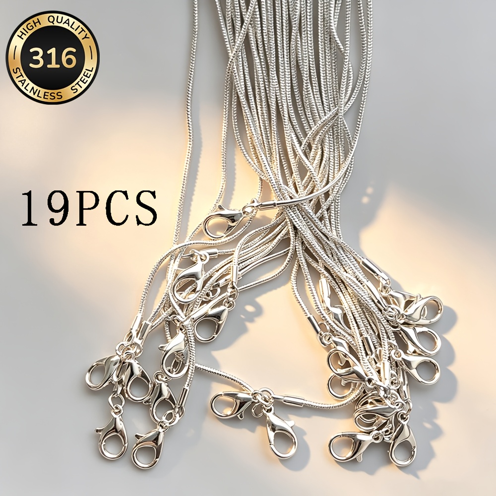 TEMU Collier clavicule rond en acier inoxydable, 19 pièces, + chaîne d'extension de 5 cm/1,96 pouce, étanche, durable, non revêtu, matériau