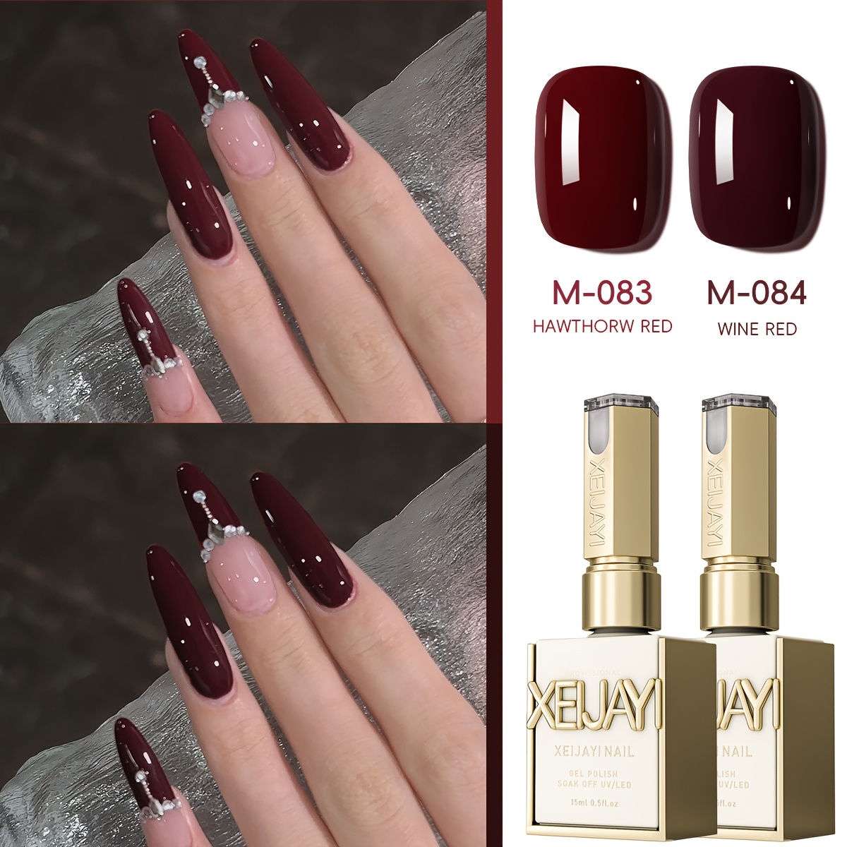 Xeijayi 2pcs Of 15ml Trendy Nail Gel For Semi-permanent Nail Art, Suitable For Soaking, And Led Use In Nail Salons