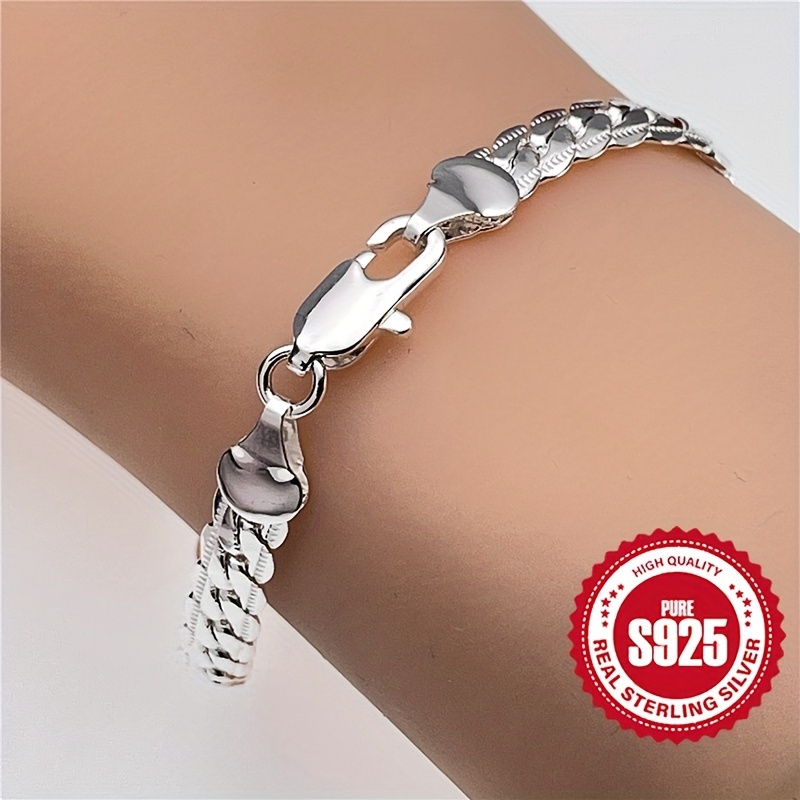 

S925 Sterling Silver Unisex Twisted Rope Chain Bracelet 19cm Hypoallergenic 7.8g/0.28oz, Minimalist & Classic Style, Fashionable Daily Jewelry Accessory, Perfect Holiday Gift