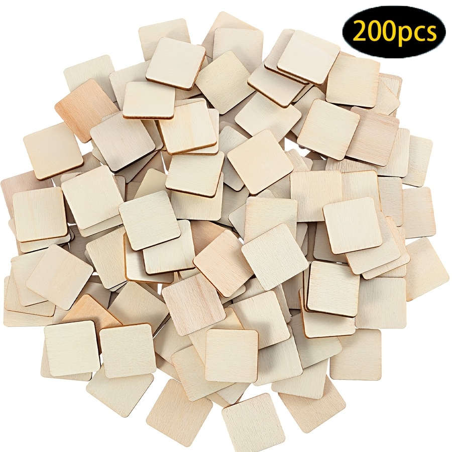 

200pcs Unfinished Wooden Square Pendants, 1 Inch Craft Blanks For Diy Painting, Hanging Decor For Christmas, Halloween, Easter, New Year, Thanksgiving, Valentine's Day