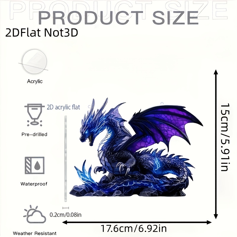 TEMU 2d Flat, 2d Flat Fantasy Acrylic Sun Catcher, Hanging Garden Decoration, Home Office, Game Room, , Birthday Gift For Dragon Lovers - A Festive