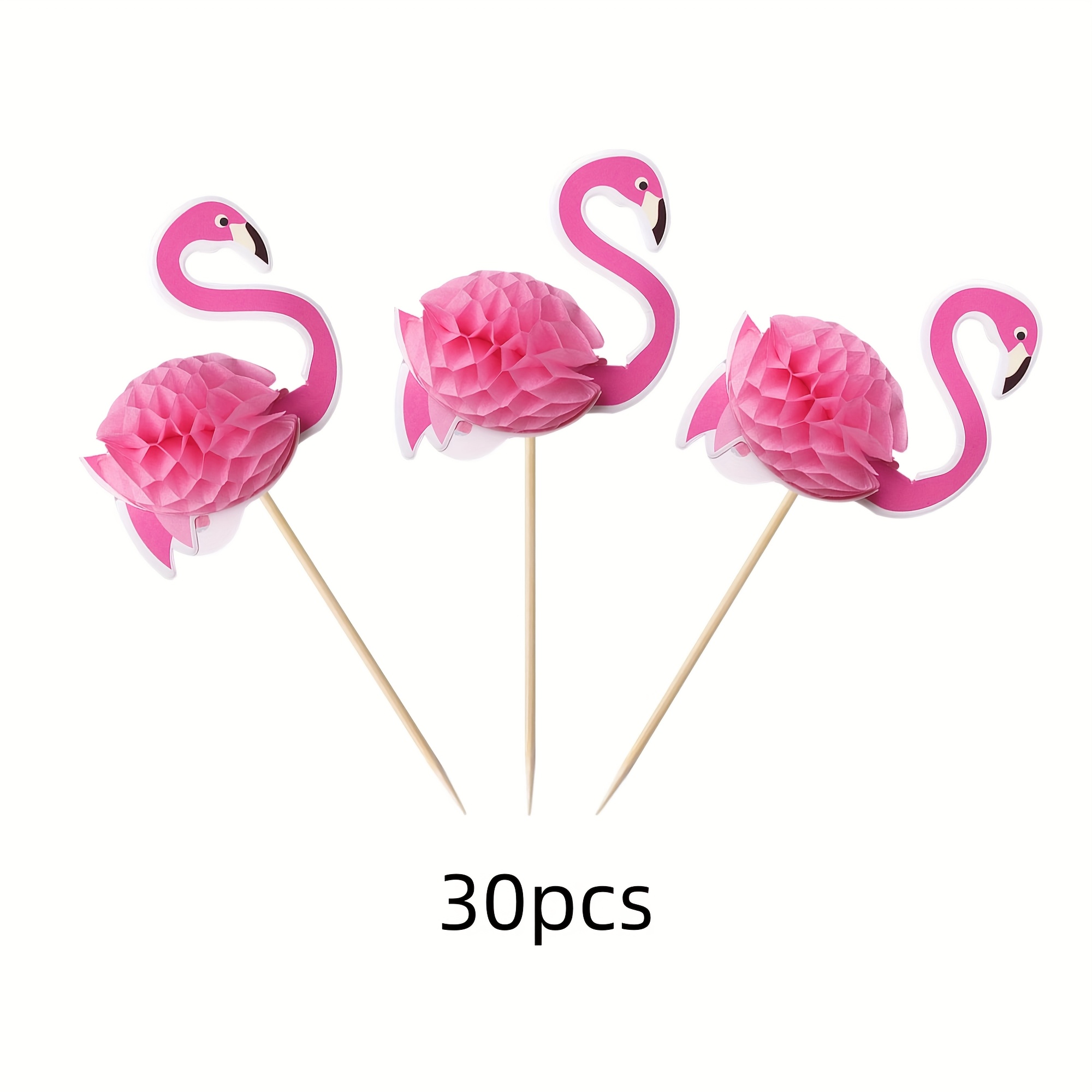 Image of 30pcs 3d Flamingo Cupcake Toppers Tropical Flamingo Cupcake Picks For Summer Theme Birthday Wedding Party Cake Decorations, Halloween, Christmas