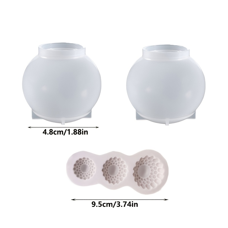 TEMU Set di 3 Stampi in Resina: Stampo Grande a Sfera a Forma di , Stampo a Sfera a , Stampo per Palline Natalizie. per Resina, Candele e Lavori in