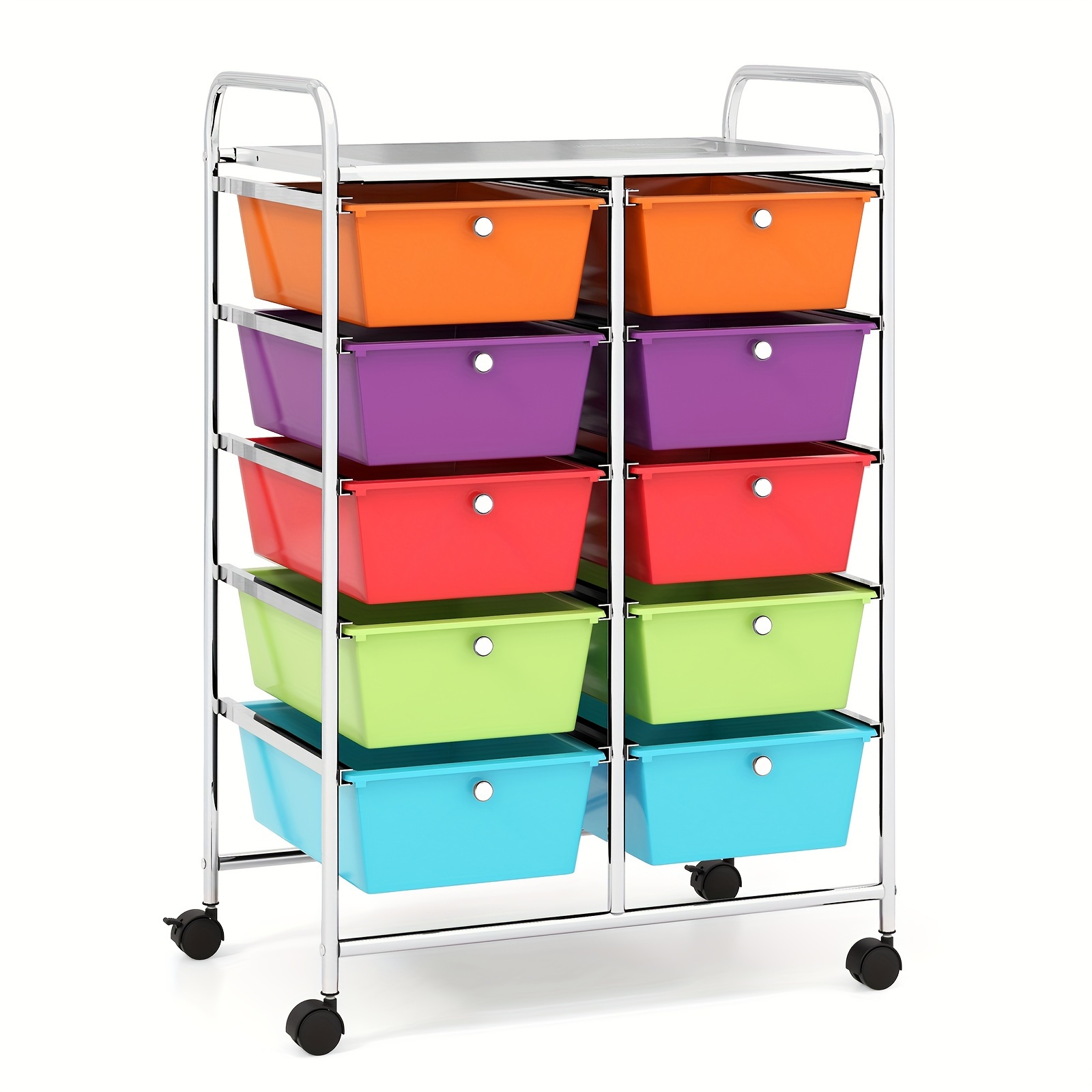 

10-drawer Storage Cart Utility Rolling Trolley Kitchen Organizer Multicolor