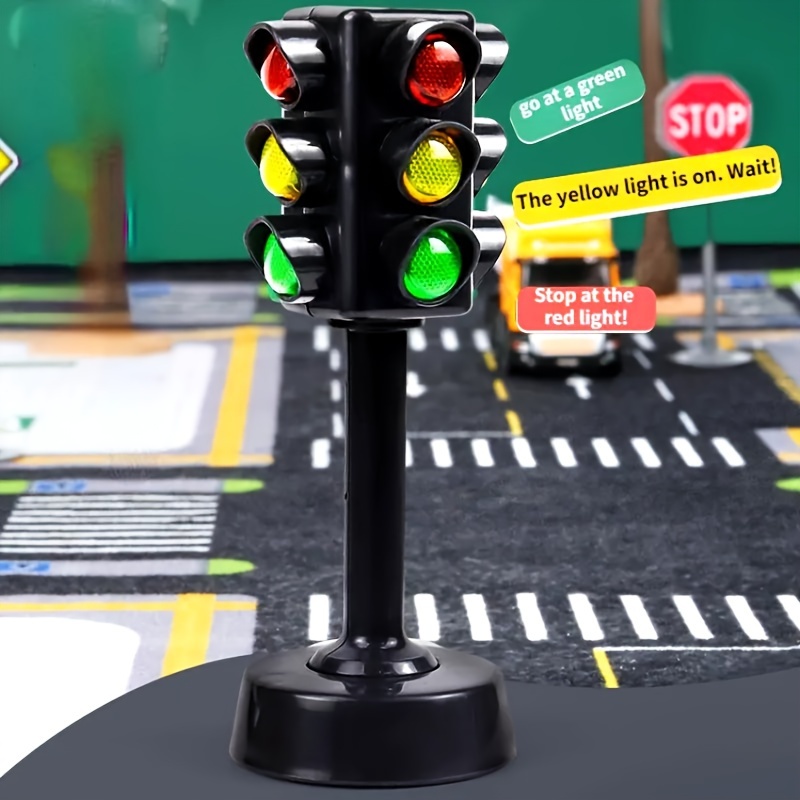 

4pc 2 Packs, Simulated And Road Signs On , Crossing Signal Lights, Car Accessories With Bases, Home Decoration