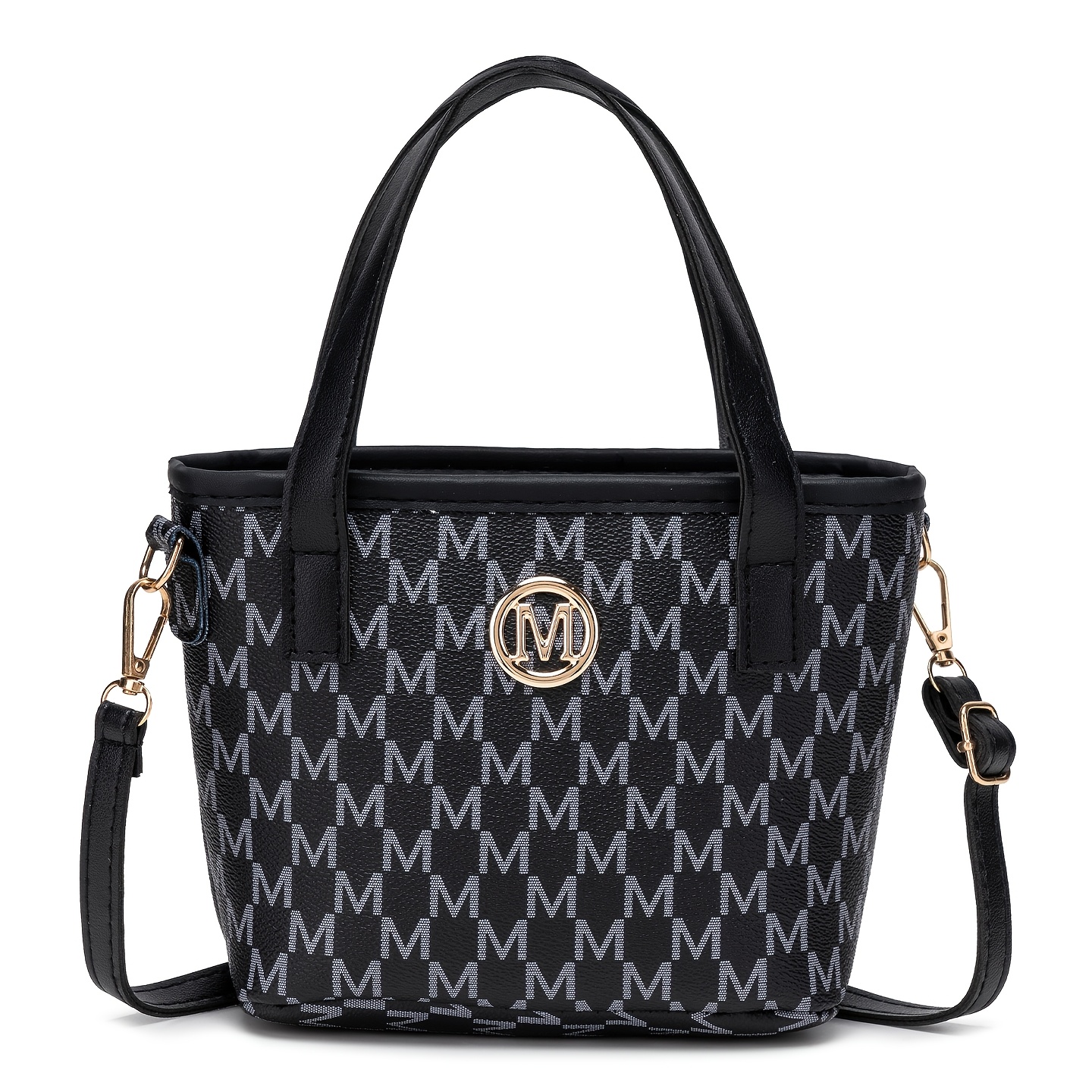 TEMU Mini sac fourre-tout pour femme avec bandoulière amovible et dragonne - Sac à main vintage à imprimé , fermeture à glissière, convient pour les
