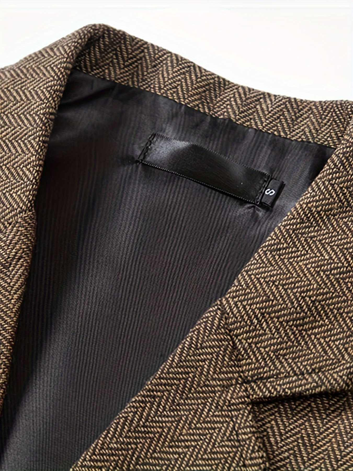 *'s Retro Herringbone Tweed Vest Brown Single-Breasted Lapel Suit Vest  with Pockets, Casual Wear, Formal Event Attire Retro Style Vest Neat 