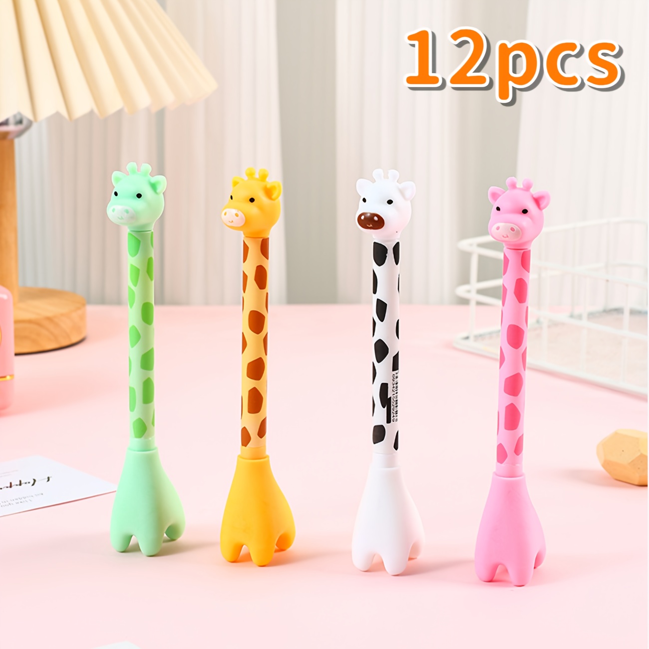 12 cute giraffe gel pens stylish and realistic design smooth black ink   for   back to school stationery kawaii supplies   writing tools Product details 0