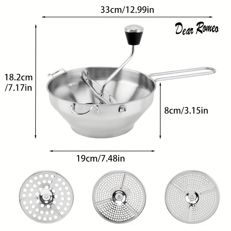 TEMU Manual Food Mill Made Of Stainless Steel - A Hand-cranked For Mashing Fruits, Vegetables, And Making | Baking S