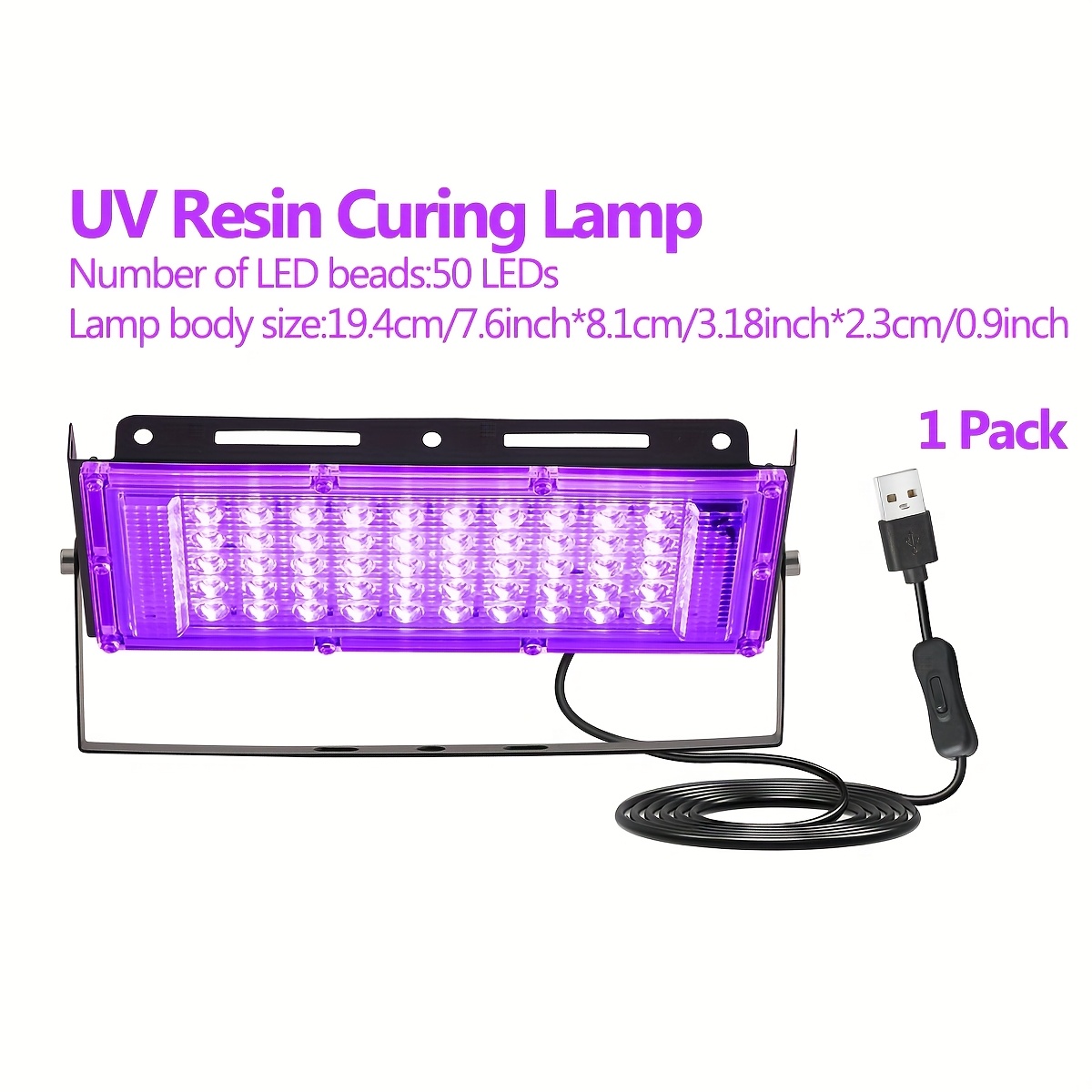 Image of Upgraded 50leds Light For Resin, Portable Resin Light, Fast Curing Lamp, Jewelry Making Supplies For Resina, Craft, Decor, 5v, Usb Plug, With Switch 5m Power Cord, 1/2pack