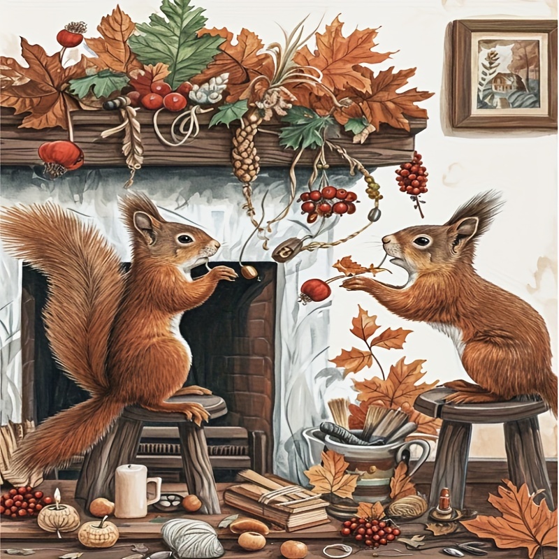 

1pc Squirrels Diamond Art Painting, Full Round Diamond Art, Decorative Wall Art Hanging Painting Home Decoration Valentine's Day Gifts, Decorative Craft Wall Art For Home Wall Decor Gifts