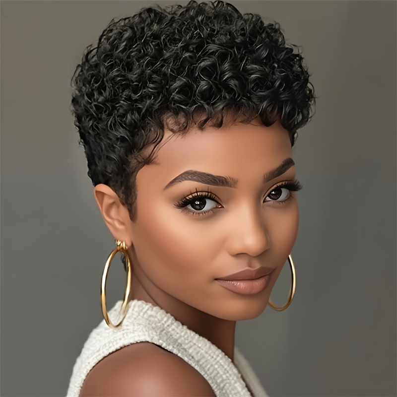 4inch Cut Wig Human Hair Short Wigs For Afro Human Hair Wig Cut Wigs For Women 180% Density Machine Made Wigs For Wigs Natural Black