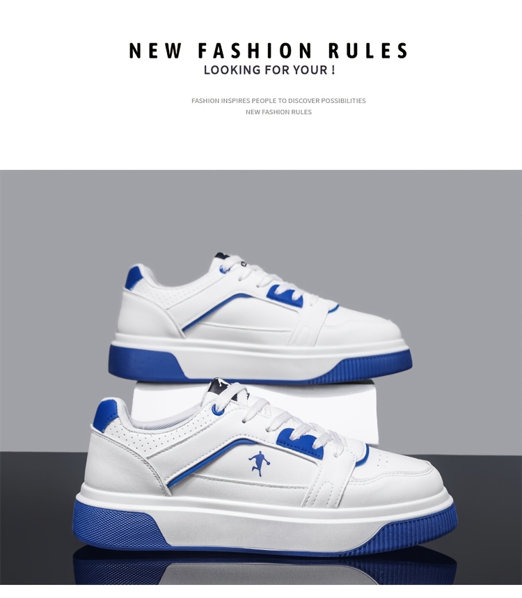 Trendy and Versatile Sports and Leisure Bread Board Shoes for Men | Autumn New Styles for Teenagers, Thick Soled Height Increasing White Shoes, Low Top, Fabric Upper, PVC Sole, Lace Closure, AOPLUS Brand