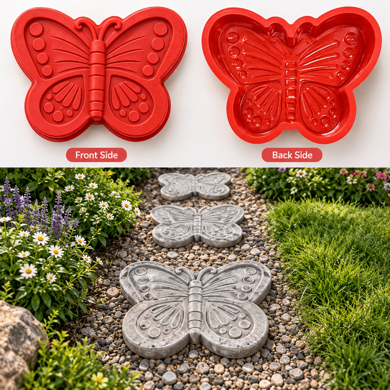 TEMU Stepping Stone Mold, Reusable Concrete Cement Mold For Diy Garden Path Stepping Stones, Shape Outdoor Decor Mold For Lawn Walkway Patio Yard Art