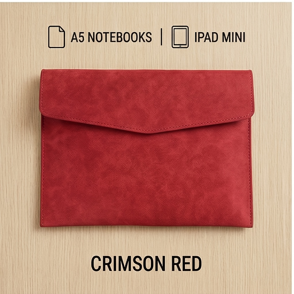TEMU Spring Journal Studio A5 Document Bag Synthetic Leather Texture Synthetic Leather File Folder Organizer Envelope Pouch For Ipad Mini Notebook
