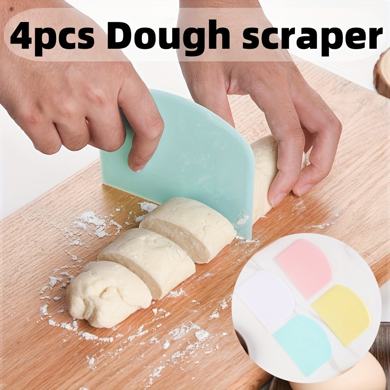 

4-piece Plastic Dough Scraper Set, Kitchen Tools For Baking, Food-safe Cutter For Cake, Bread, Pizza, Fondant, Cream - Kitchen Gadgets For Cooking And Baking