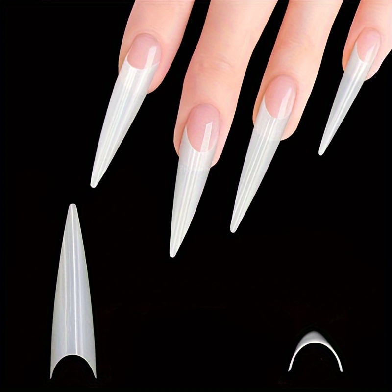 E-shop 500 Stk. 2XL Ultra-Dünne Stiletto-Kunstnagelspitzen - Klar, Lange Mandelform für DIY-Maniküre & Pediküre