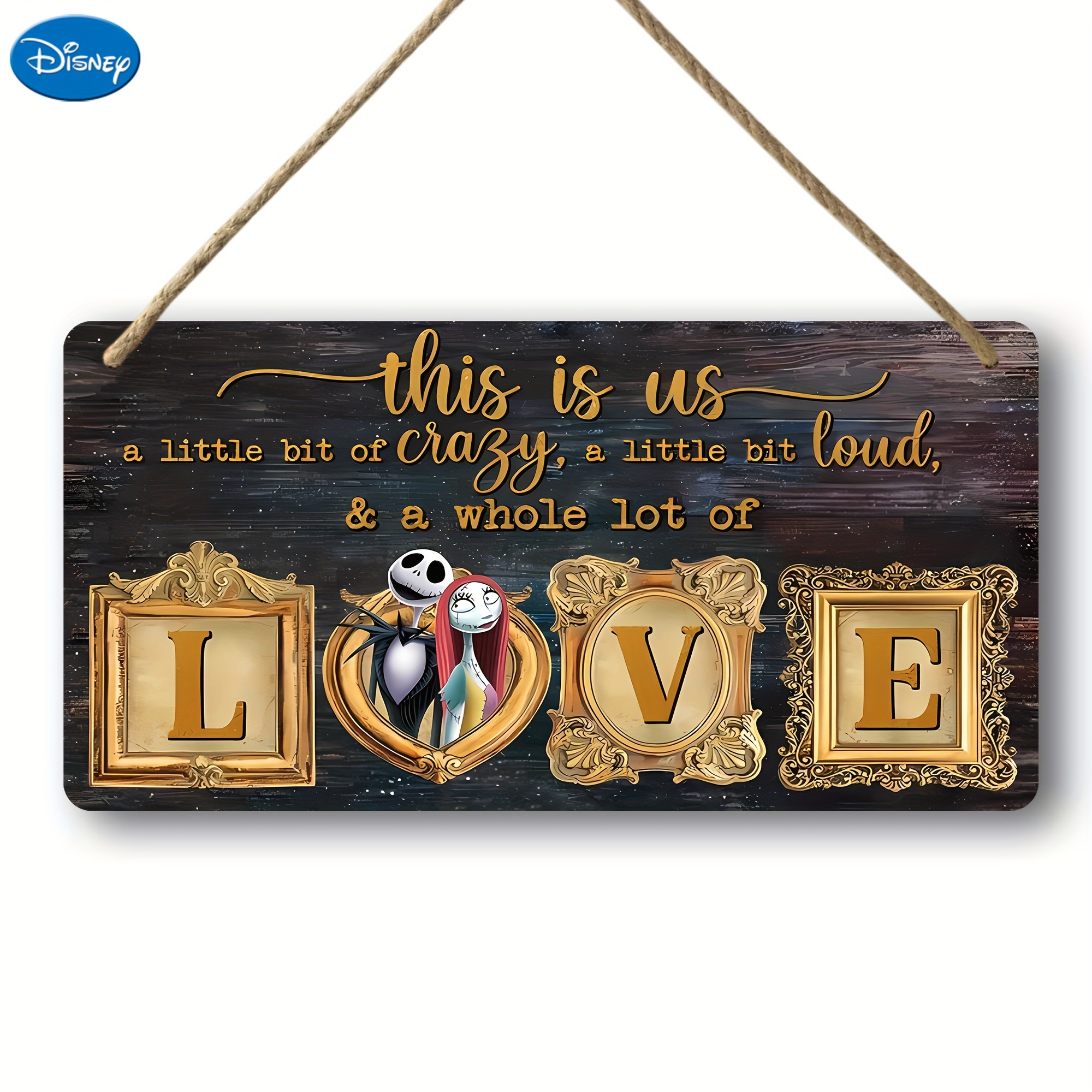 

1pc, Disney Wooden Sign (5.9''x11.8''/15cm*30cm)rustic Wall Plaque Disney Halloween Jack Skeleton And This Is Us Wreath Sign, Suitable For Home Garden Kitchen Bar Cafe Wall Decor Retro Vintage