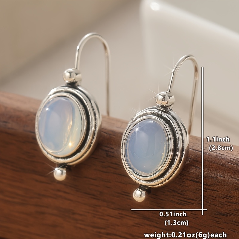Vintage Moonstone Long Drop Dangle Earrings, Wedding Gift