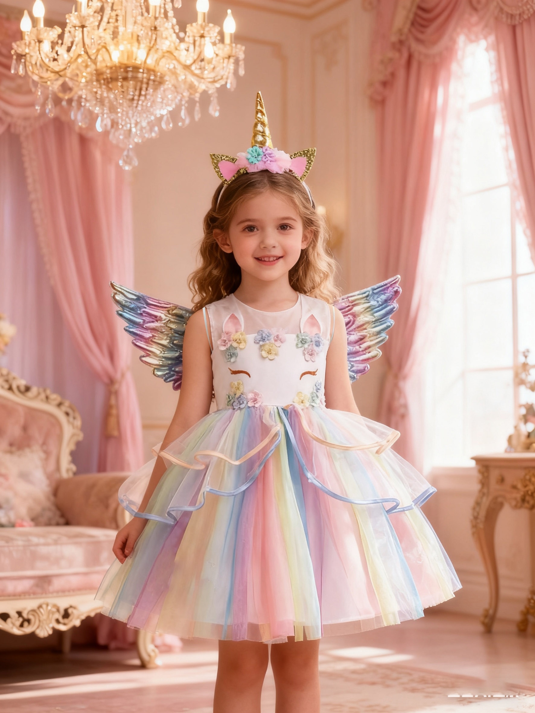 black long sleeve ruched asymmetric knitted dress Baby Pink Unicorn Birthday Dress for Baby Girls